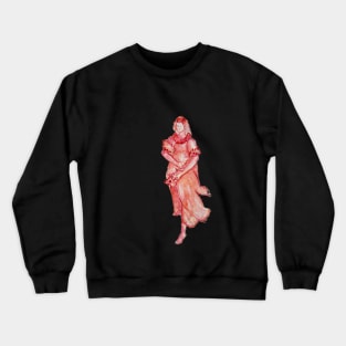 Monochrome red woman figure illustration Crewneck Sweatshirt